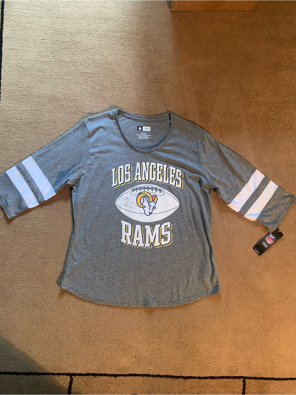 NFL Los Angeles Rams Gray and White Long Sleeve Tee
